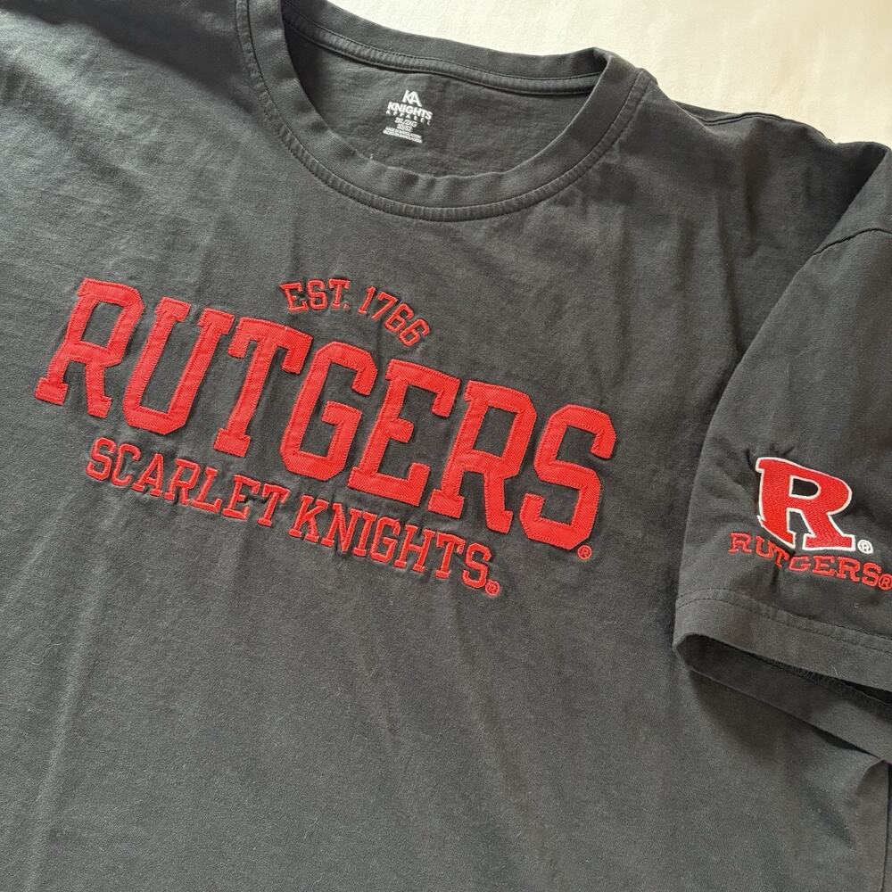 KA Knights Apparel Rutgers Scarlet Knights Embroidered Spellout Tee Men's XXL